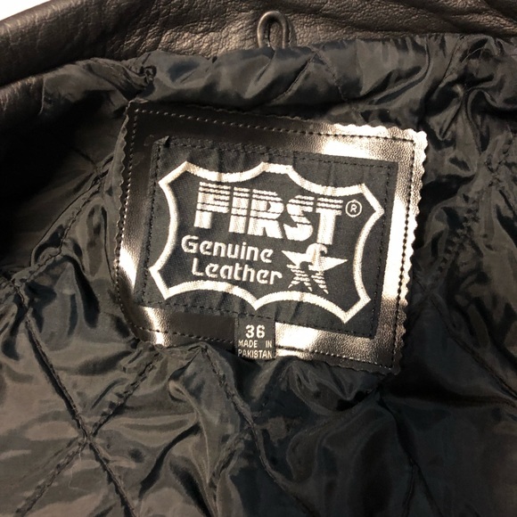 First genuine leather biker jacket. black, size 36 - Picture 4 of 8